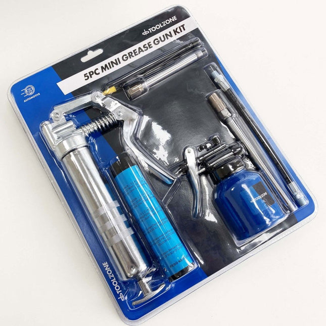 Mini Grease Gun Kit 5pc Pistol Type With Fixed And Flexible Nozzle - Toolzone KDPAU370