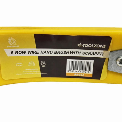 Wire Brush 5 Row With Scraper Plastic Handle - Toolzone KDPBR002
