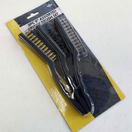 Bristle Brush Set 3PC 9 Assorted Brass Nylon Steel - Toolzone KDPBR050