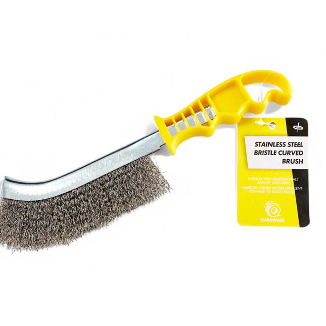 Curved Brush Stainless Steel Bristle Plastic Handle - Toolzone KDPBR059