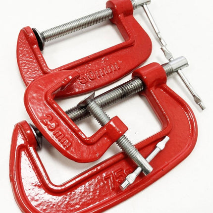 G Clamp Set 3PC Mini 25mm 50mm 75mm - Toolzone KDPCL004