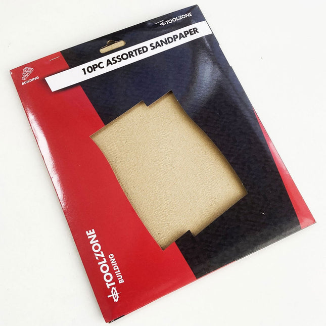 Sandpaper Assorted 10PC 230 x 280mm 40/60/80/120/150 Grit - Toolzone KDPDC070