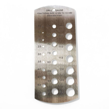 Drill Gauge Stainless Steel Metric 1-13mm - Toolzone KDPDR033