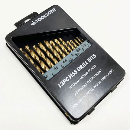 Drill Bit Set Hss Titanium Coated 13PC 1.5-6.5mm - Toolzone KDPDR101