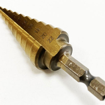 Step Drill Hss Titanium Coated 4-22mm - Toolzone KDPDR123