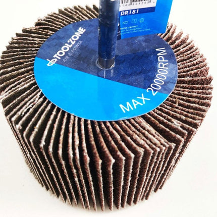 Flap Wheel For Drill 80x50mm 60 grit 6mm Spindle - Toolzone KDPDR181