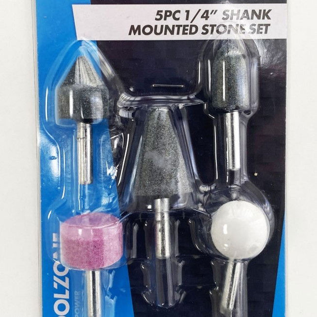 Mounted Stone Set 5PC 1/4 Shank Aluminium Oxide - Toolzone KDPDR183