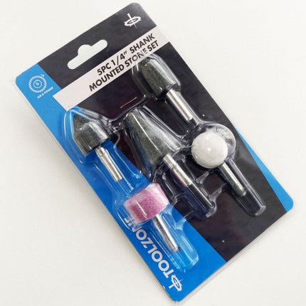 Mounted Stone Set 5PC 1/4 Shank Aluminium Oxide - Toolzone KDPDR183