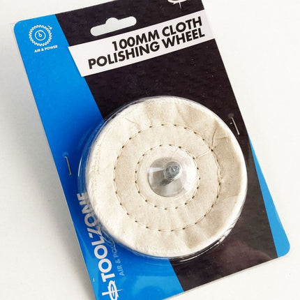 Cloth Polishing Wheel 100mm 1/4 Shank 40 Layers - Toolzone KDPDR208