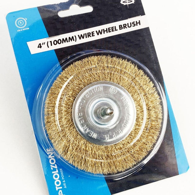 Flat Wire Wheel For Drill 4 1/4 Shank Brass Plated - Toolzone KDPDR210