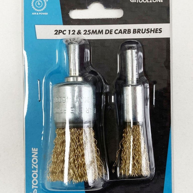 Decarb Wire Brush Set 2PC 12mm 25mm 6mm Spindle - Toolzone KDPDR306