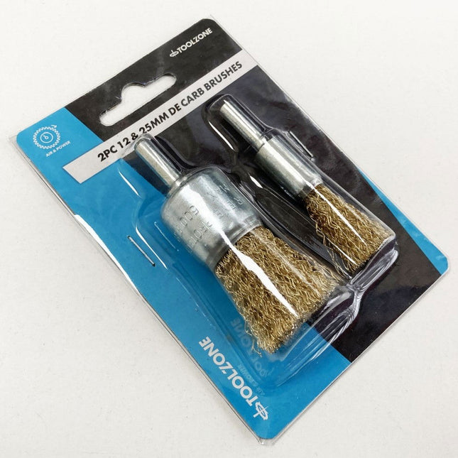 Decarb Wire Brush Set 2PC 12mm 25mm 6mm Spindle - Toolzone KDPDR306