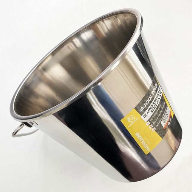 Stainless Steel Bucket 12 litre - Toolzone KDPGD182