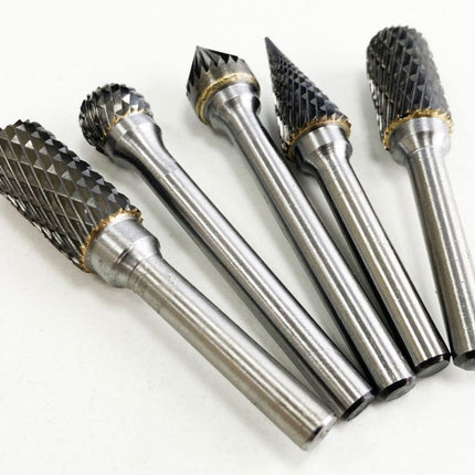 Rotary Rasp Tungsten Carbide Double Diamond Cut Set 5 Piece 6mm Shank - Toolzone KDPHB103