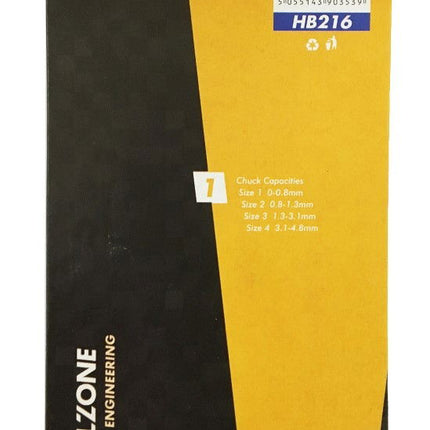 Pin Vice Set 4 Piece 0-4.8mm Black Oxide Coated - Toolzone KDPHB216