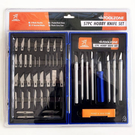 Precision Hobby Knife Set 51 Piece Aluminium And Plastic Handles 13 Blades - Toolzone KDPHB245