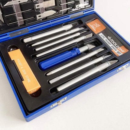 Precision Hobby Knife Set 51 Piece Aluminium And Plastic Handles 13 Blades - Toolzone KDPHB245