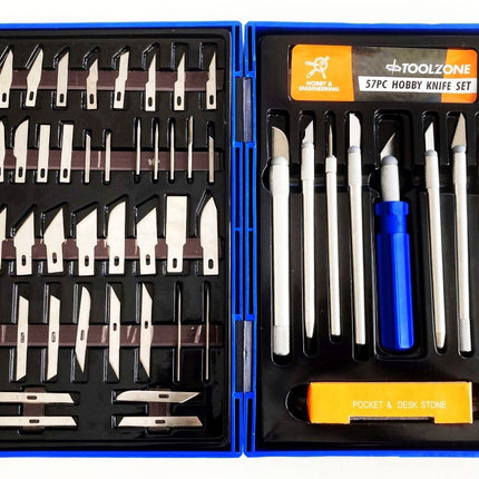 Precision Hobby Knife Set 51 Piece Aluminium And Plastic Handles 13 Blades - Toolzone KDPHB245
