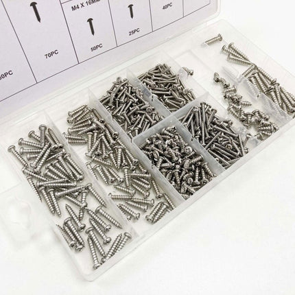 Metal Screws Assortment 410pc Stainless Steel M3-M5 - Toolzone KDPHW012