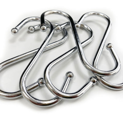 S Hooks 5pc Small 100mm x 5mm Chrome Plated Steel Ball End - Toolzone KDPHW028
