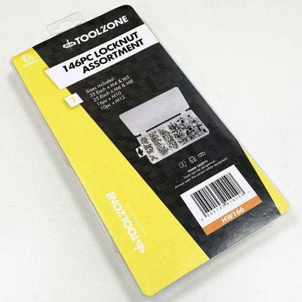 Locknut Assortment 146pc In Storage Box - Toolzone KDPHW166