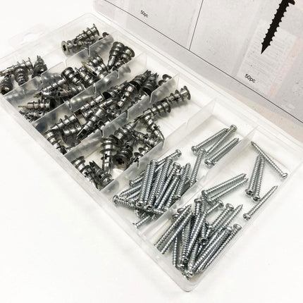 Drywall Anchor Assortment 100pc 13x31mm In Storage Box - Toolzone KDPHW208