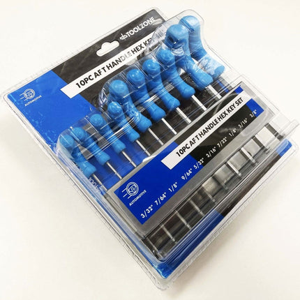 Hex Key Set T Handle Af 10pc In Rack Chrome Vanadium - Toolzone KDPHX016