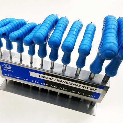 Hex Key Set T Handle Af 10pc In Rack Chrome Vanadium - Toolzone KDPHX016