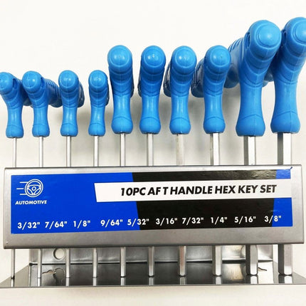 Hex Key Set T Handle Af 10pc In Rack Chrome Vanadium - Toolzone KDPHX016
