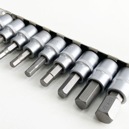Hex Bit Socket Set Metric 3/8 Drive 9pc Chrome Vanadium - Toolzone KDPHX035