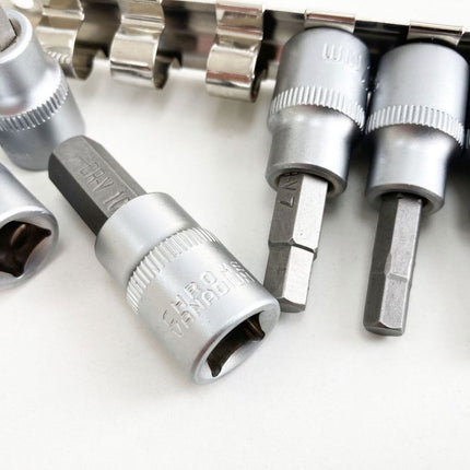 Hex Bit Socket Set Metric 3/8 Drive 9pc Chrome Vanadium - Toolzone KDPHX035