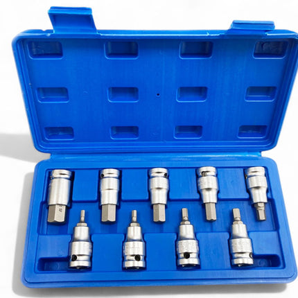 Hex Bit Set Metric 1/2 Drive 9pc 4-17mm Chrome Vanadium - Toolzone KDPHX039