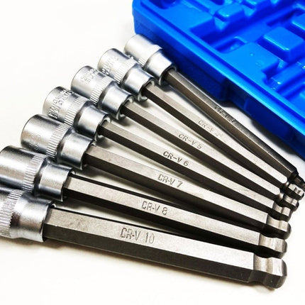 Hex Bit Set Ball End Extra Long 7pc 110mm Chrome Vanadium - Toolzone KDPHX056