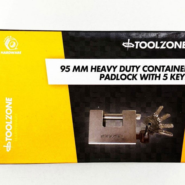 Padlock Heavy Duty Container 95mm Shank 12.85mm With 5 Keys - Toolzone KDPLK008