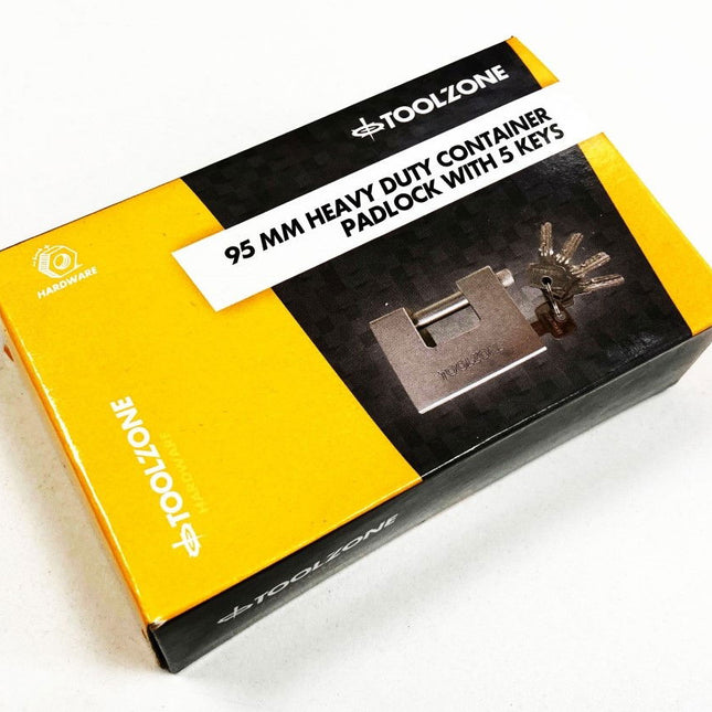 Padlock Heavy Duty Container 95mm Shank 12.85mm With 5 Keys - Toolzone KDPLK008