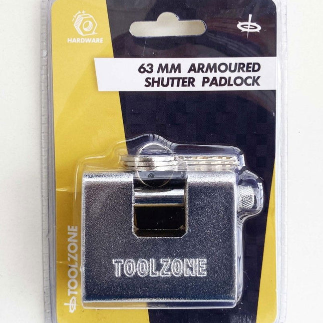 Padlock Armoured Container 63mm With 3 Keys - Toolzone KDPLK010
