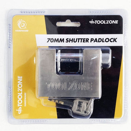 Padlock Shutter 70mm Height 55mm With 3 Keys - Toolzone KDPLK012