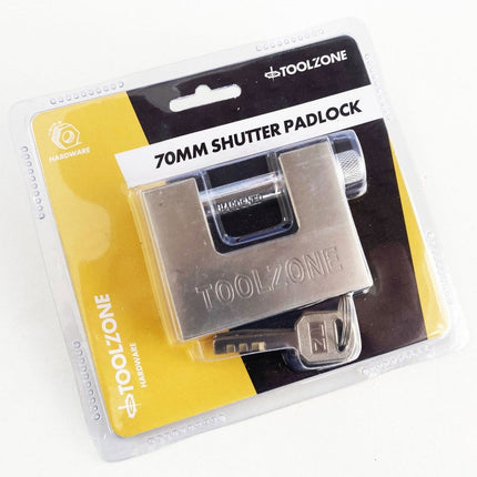 Padlock Shutter 70mm Height 55mm With 3 Keys - Toolzone KDPLK012