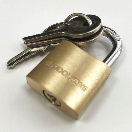 Padlock Heavy Duty Brass 20mm With 3 Keys - Toolzone KDPLK013