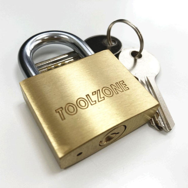 Padlock Heavy Duty Brass 40mm With 3 Keys - Toolzone KDPLK016