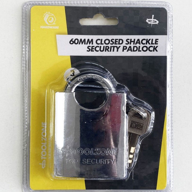 Padlock Closed Shackle Steel 60mm With 3 Keys - Toolzone KDPLK047