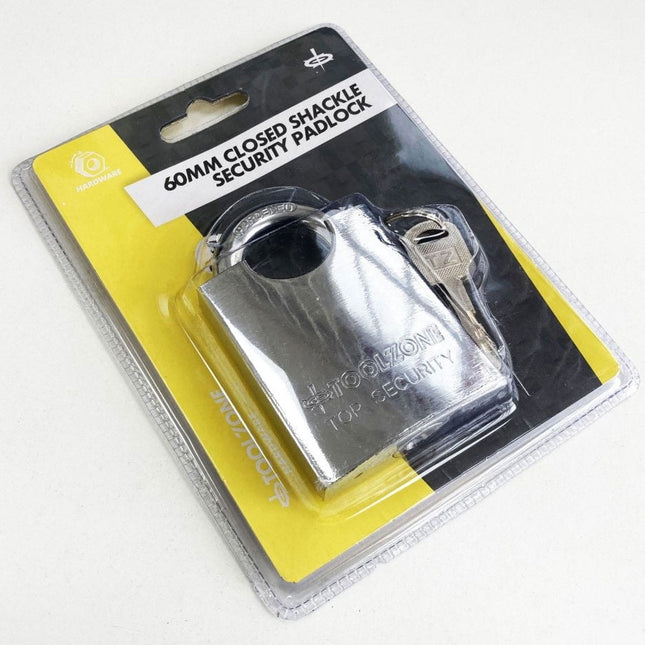 Padlock Closed Shackle Steel 60mm With 3 Keys - Toolzone KDPLK047