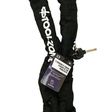 Chain 1100mm x 10mm With 65mm Heavy Duty Padlock And 3 Keys - Toolzone KDPLK074
