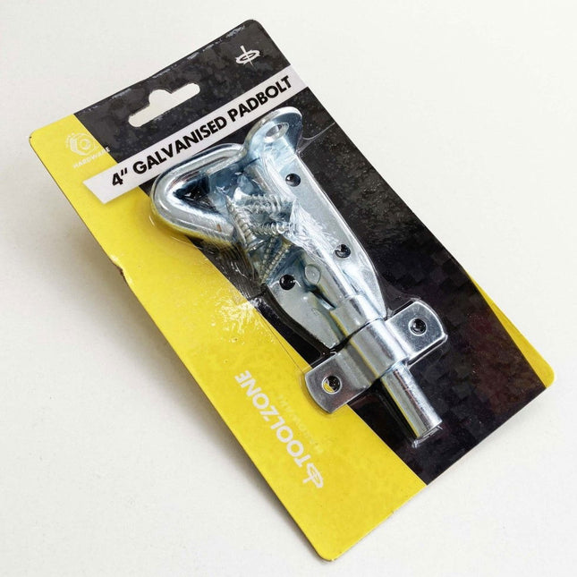 Padbolt Galvanised 4 Zinc Plated 30mm Width With Fixings - Toolzone KDPLK080