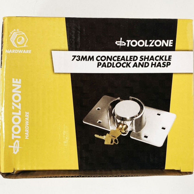 Shackless Lock And Hasp 73mm Concealed Shackle With 2 Keys - Toolzone KDPLK107