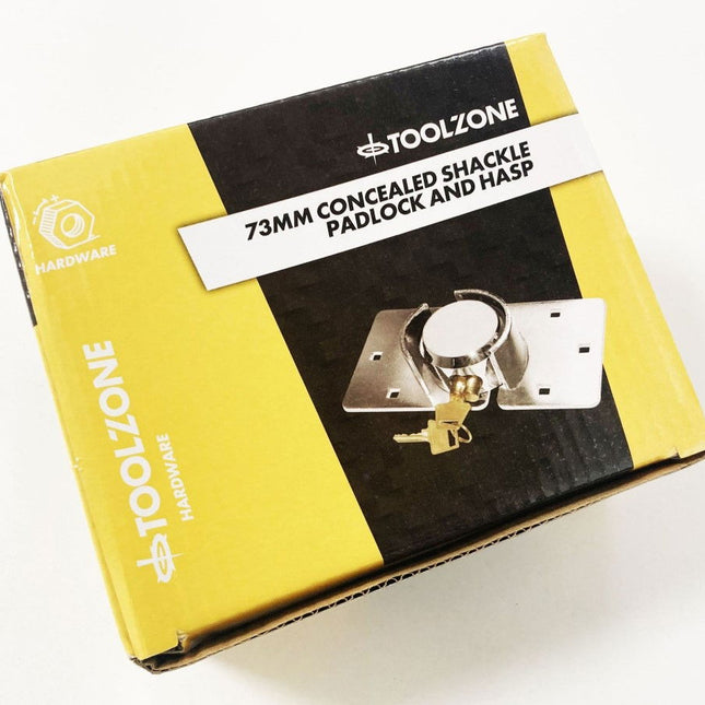 Shackless Lock And Hasp 73mm Concealed Shackle With 2 Keys - Toolzone KDPLK107