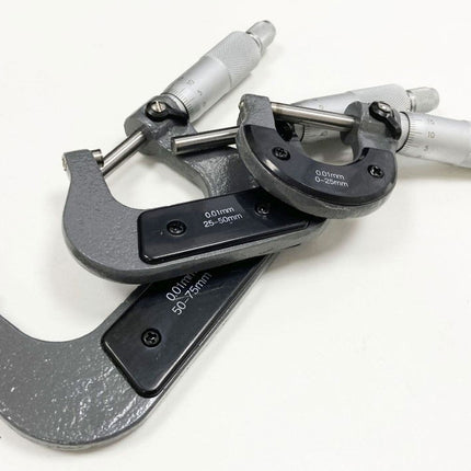 Micrometer Set 3PC 0-75mm 0.01mm Graduations - Toolzone KDPMS058
