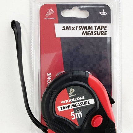 Tape Measure 5m x 19mm Rubber Coated Metric And Imperial - Toolzone KDPMS123