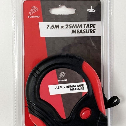 Tape Measure 7.5m x 25mm Rubber Coated Metric And Imperial - Toolzone KDPMS124