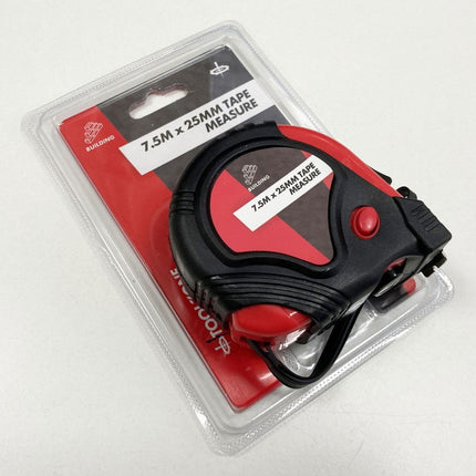 Tape Measure 7.5m x 25mm Rubber Coated Metric And Imperial - Toolzone KDPMS124